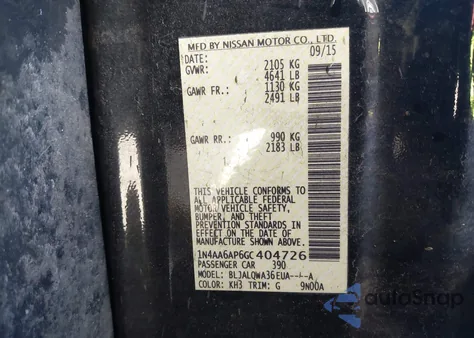 2016 Nissan Maxima 3.5 S from USA, damaged, VIN 1N4AA6AP6GC404726